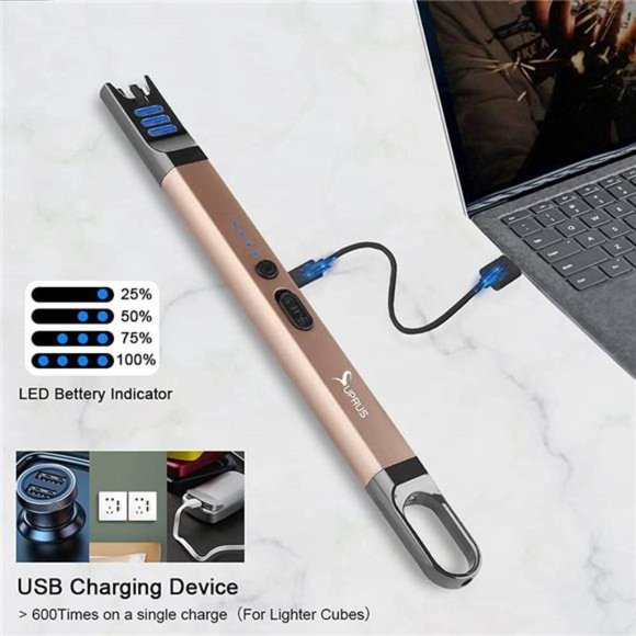 Candle Lighter Electric Arc Lighter Windproof Flameless USB Rechargeable Lighter - Picture 6 of 7